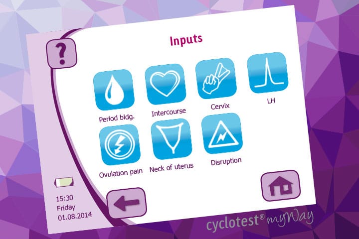 Inputting information on the female cycle with cyclotest myWay.