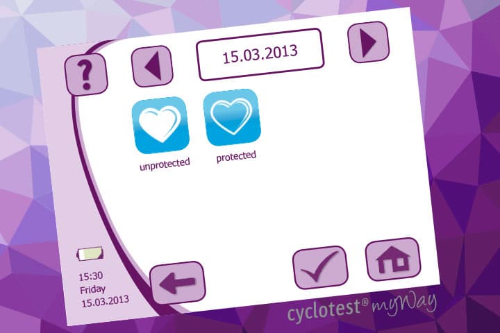 cyclotest myWay allows you to input protected or unprotected sexual intercourse for documenation.